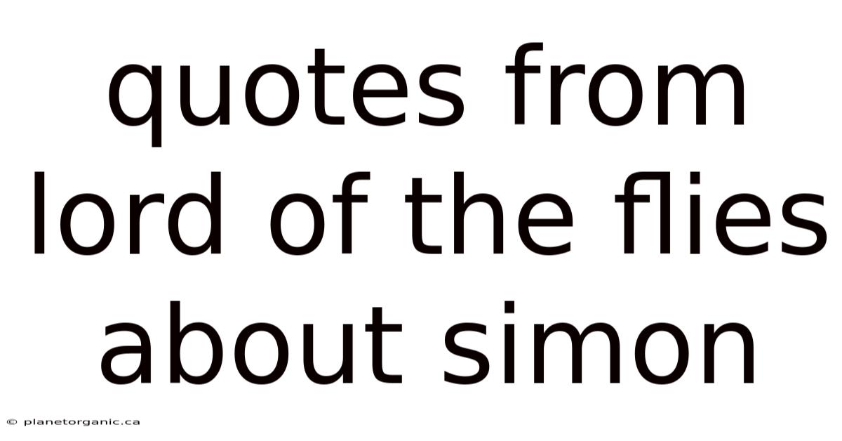 Quotes From Lord Of The Flies About Simon