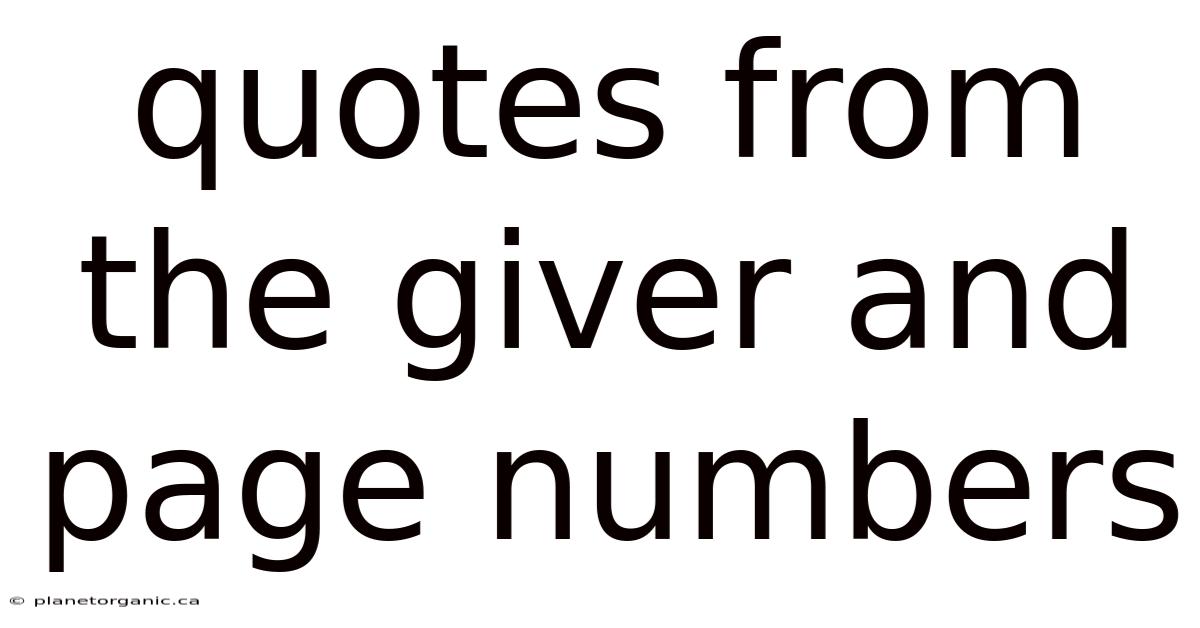 Quotes From The Giver And Page Numbers