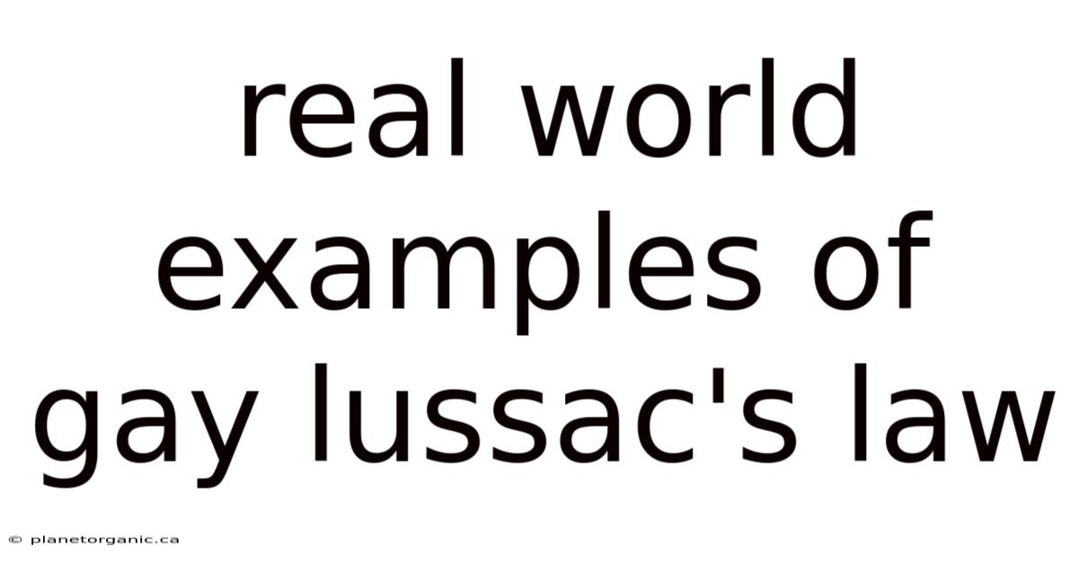 Real World Examples Of Gay Lussac's Law