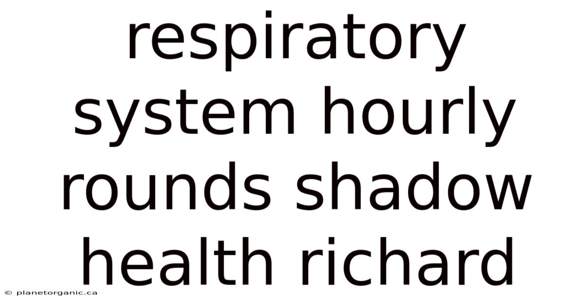 Respiratory System Hourly Rounds Shadow Health Richard