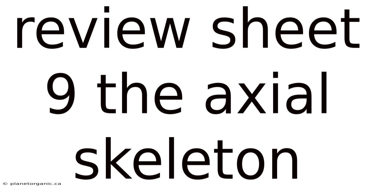 Review Sheet 9 The Axial Skeleton