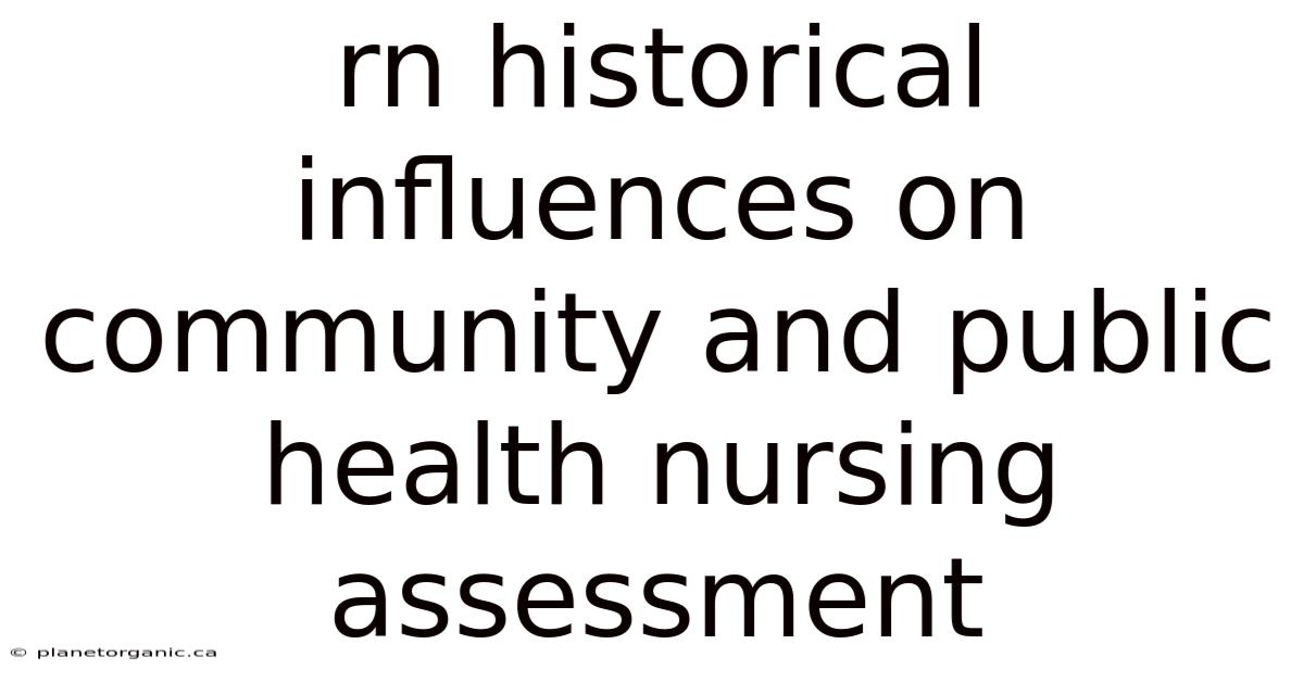 Rn Historical Influences On Community And Public Health Nursing Assessment