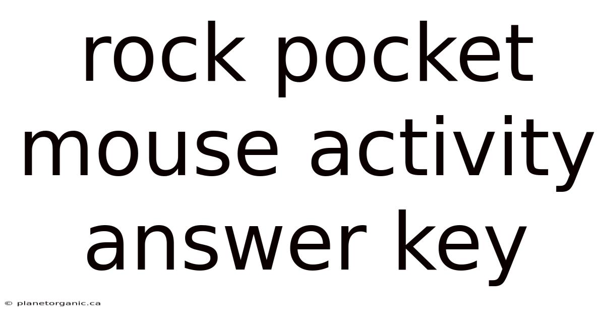 Rock Pocket Mouse Activity Answer Key