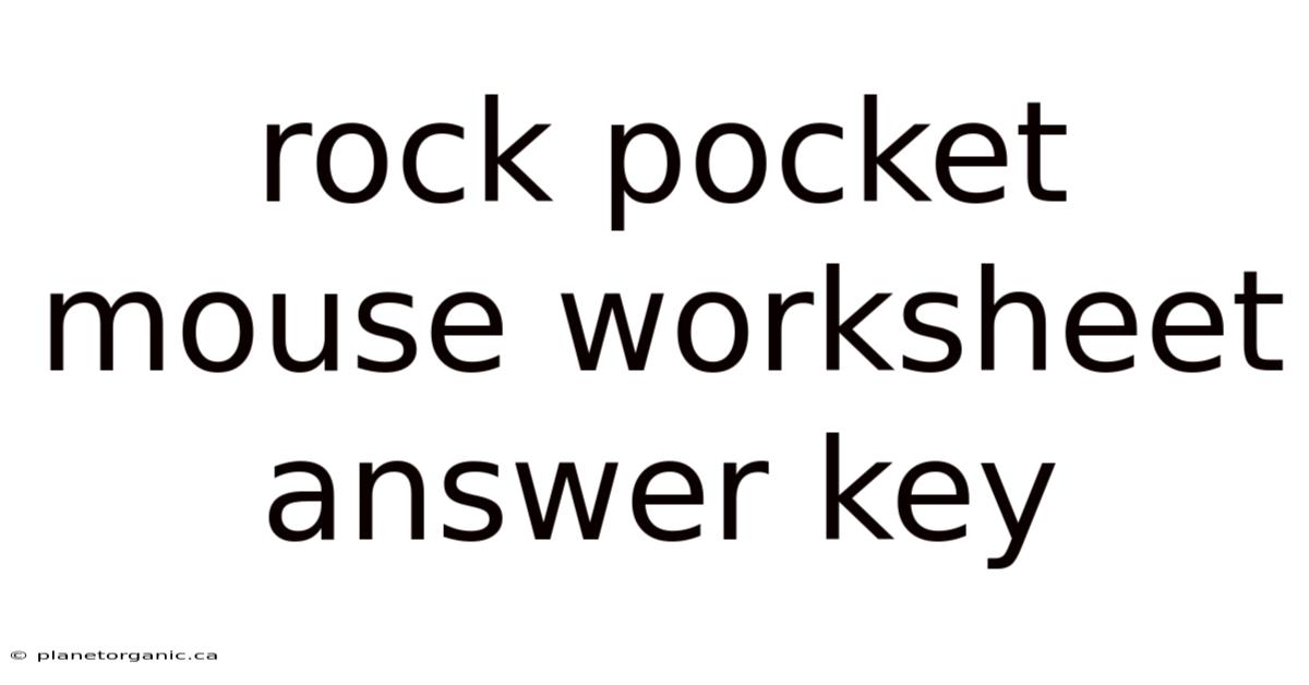 Rock Pocket Mouse Worksheet Answer Key