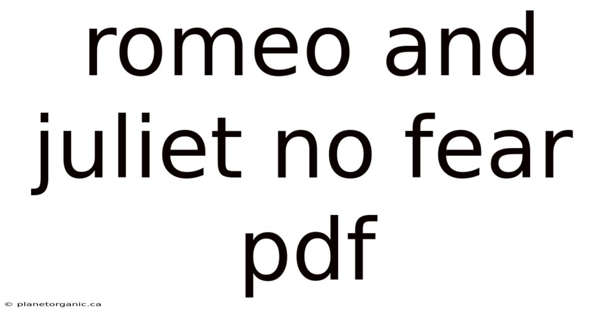 Romeo And Juliet No Fear Pdf