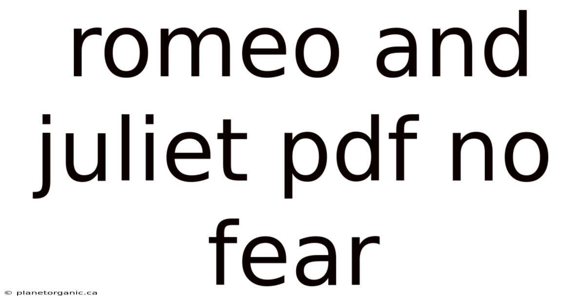 Romeo And Juliet Pdf No Fear