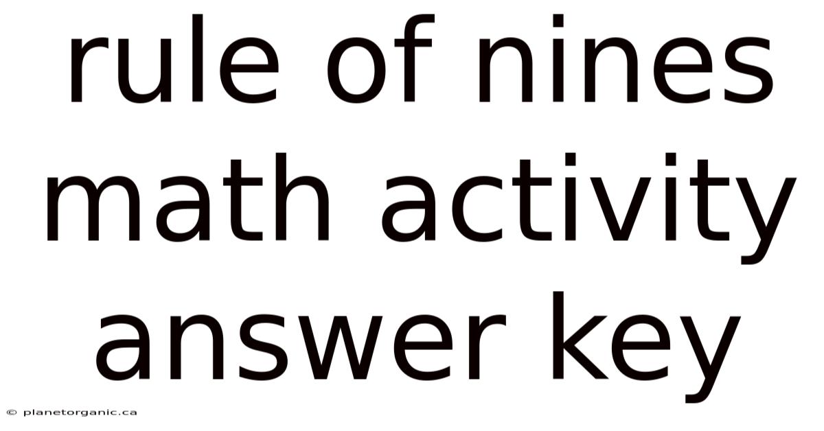 Rule Of Nines Math Activity Answer Key