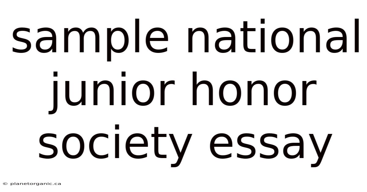 Sample National Junior Honor Society Essay