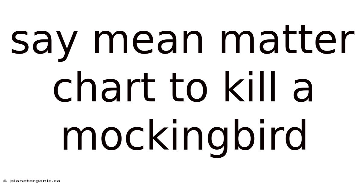 Say Mean Matter Chart To Kill A Mockingbird