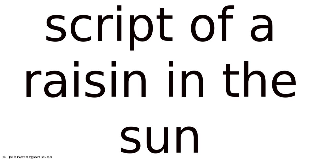 Script Of A Raisin In The Sun