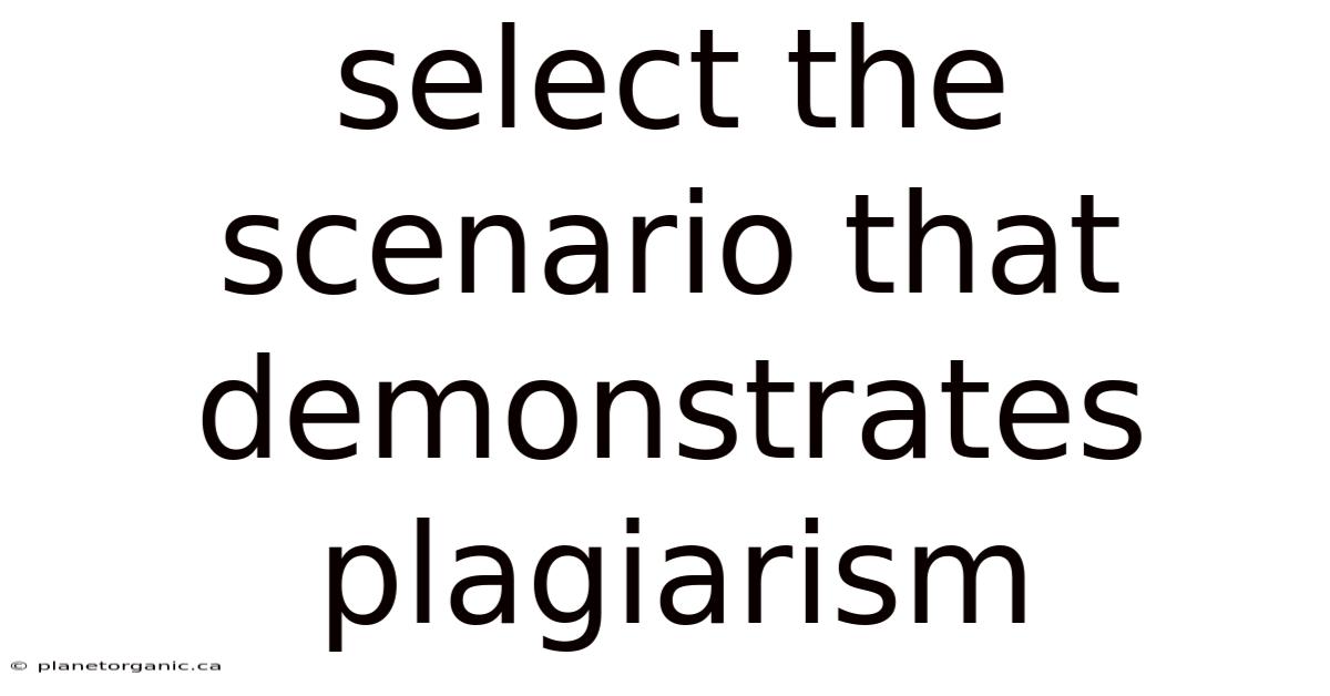 Select The Scenario That Demonstrates Plagiarism