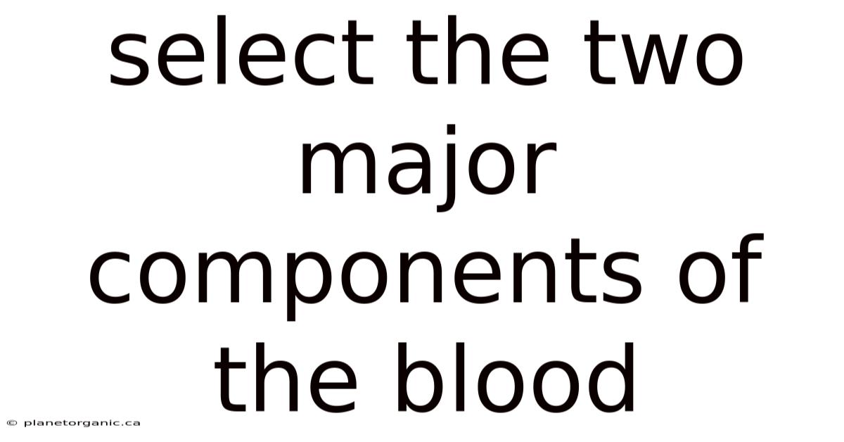 Select The Two Major Components Of The Blood
