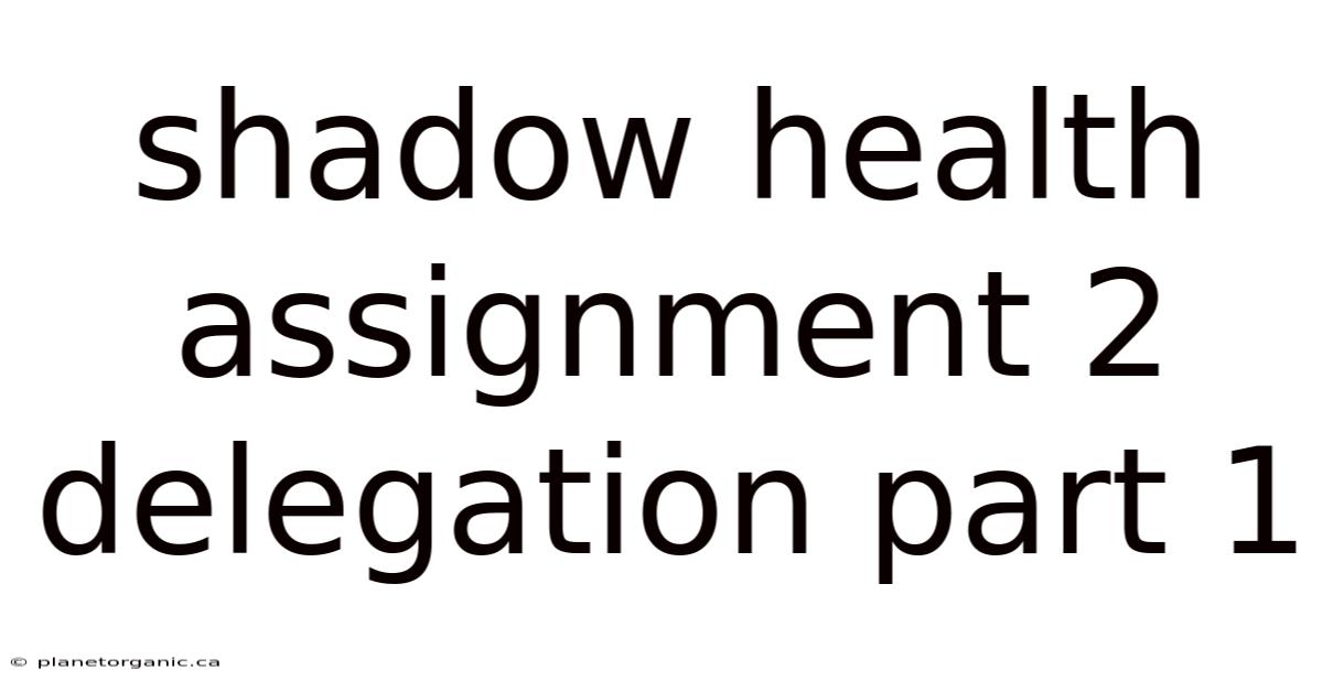 Shadow Health Assignment 2 Delegation Part 1
