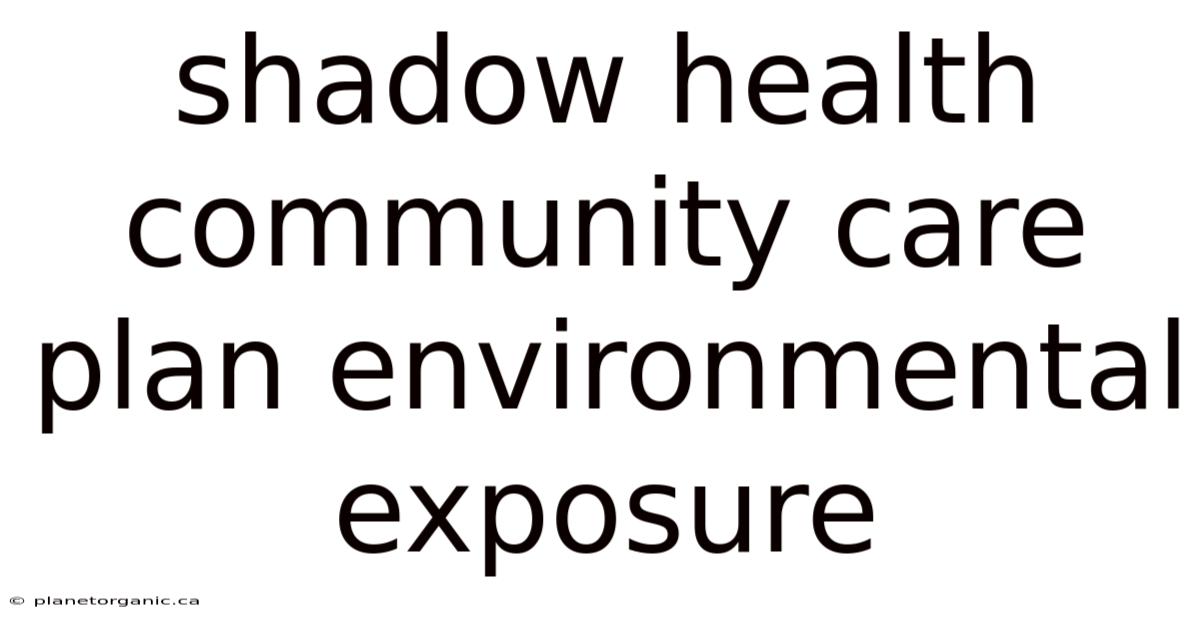 Shadow Health Community Care Plan Environmental Exposure