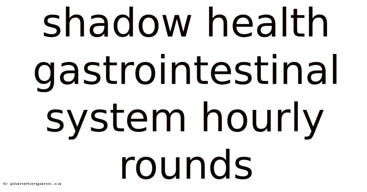 Shadow Health Gastrointestinal System Hourly Rounds