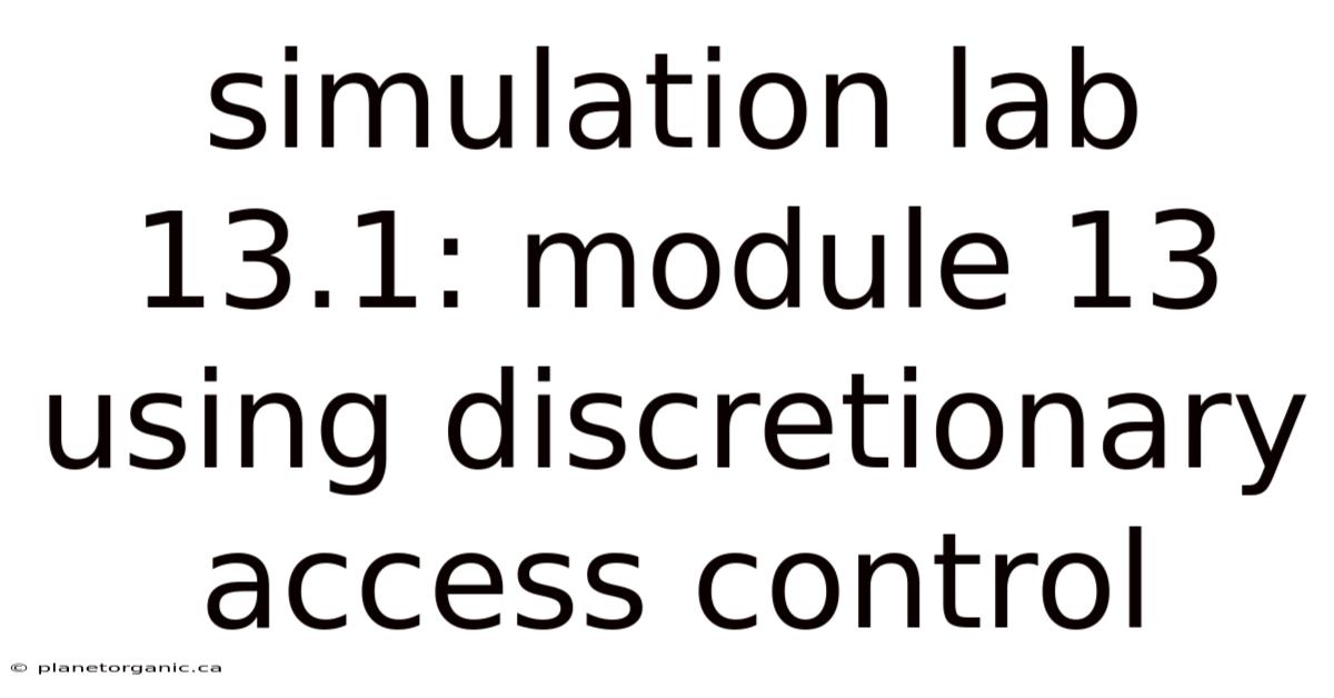 Simulation Lab 13.1: Module 13 Using Discretionary Access Control