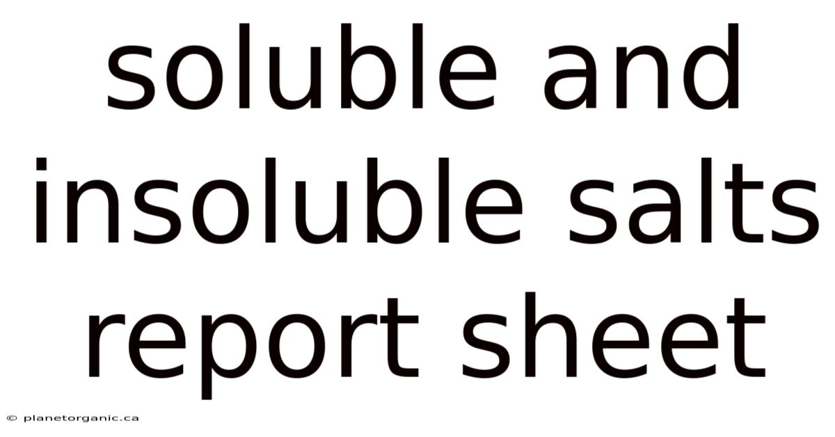 Soluble And Insoluble Salts Report Sheet