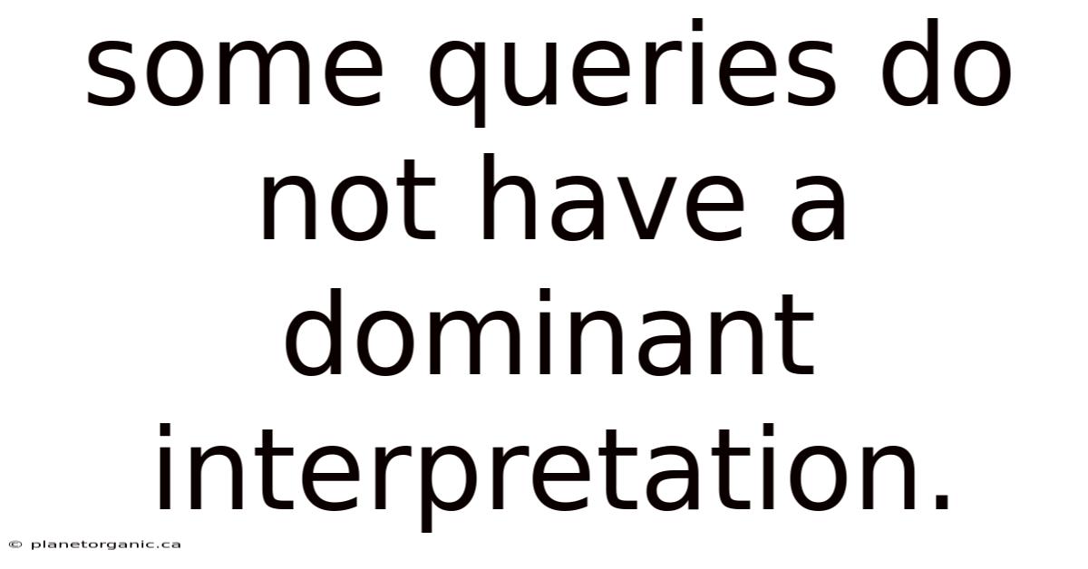 Some Queries Do Not Have A Dominant Interpretation.