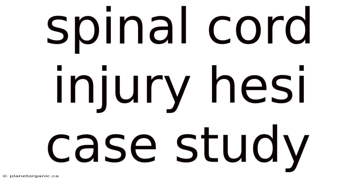 Spinal Cord Injury Hesi Case Study