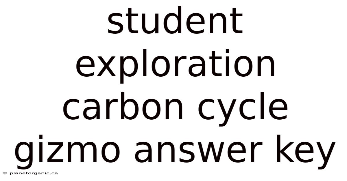 Student Exploration Carbon Cycle Gizmo Answer Key