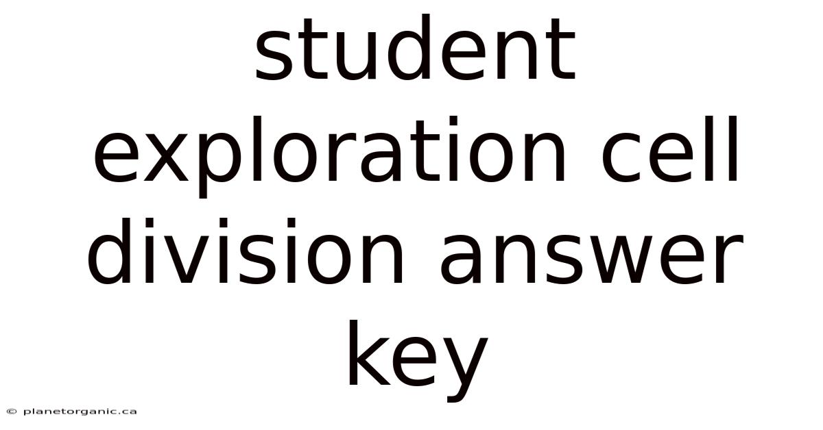Student Exploration Cell Division Answer Key