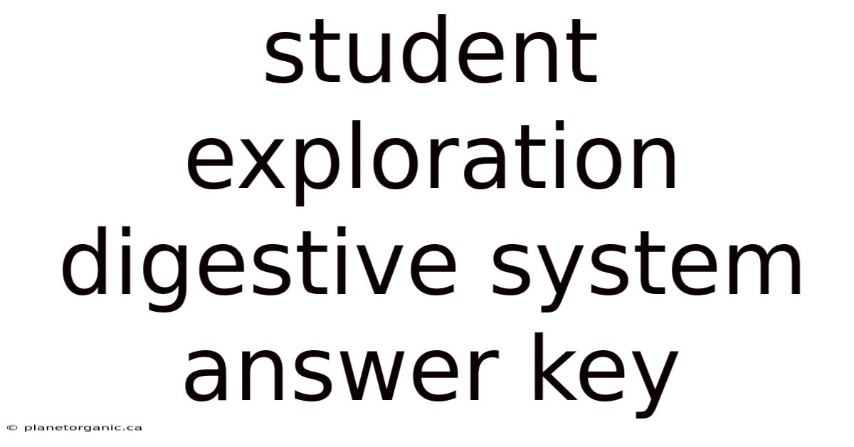 Student Exploration Digestive System Answer Key