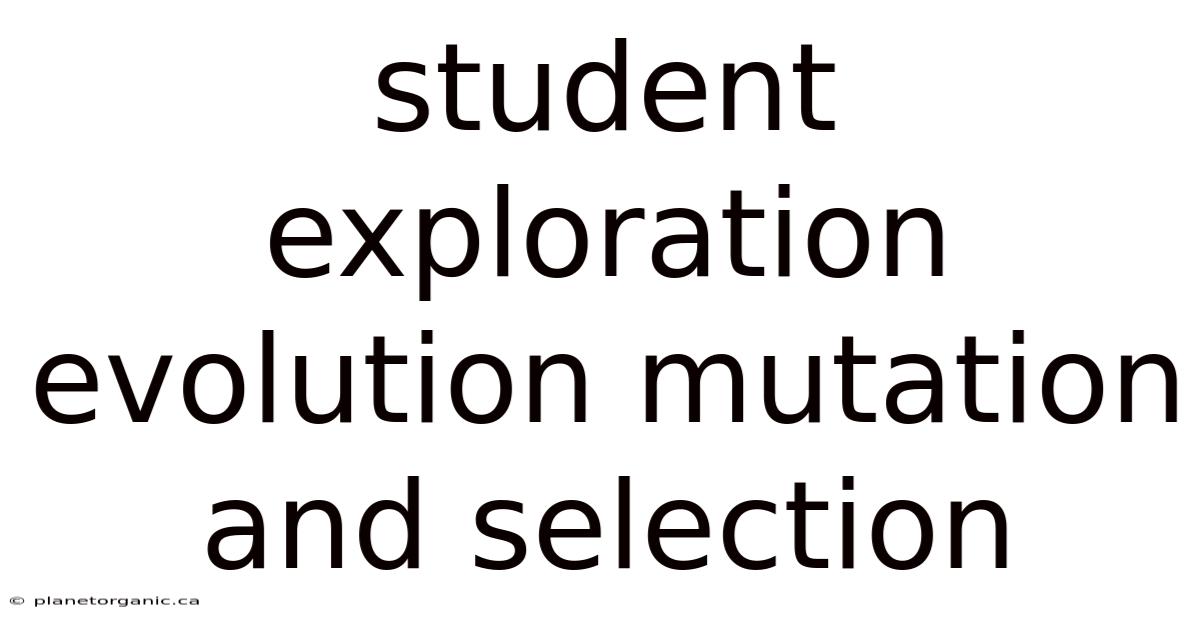 Student Exploration Evolution Mutation And Selection