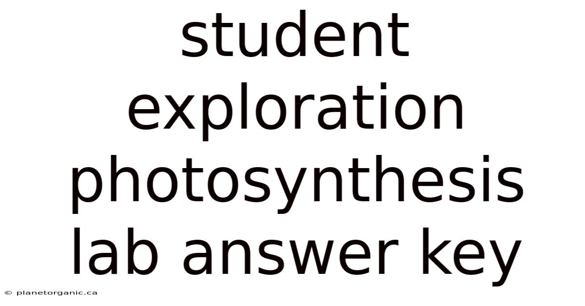 Student Exploration Photosynthesis Lab Answer Key