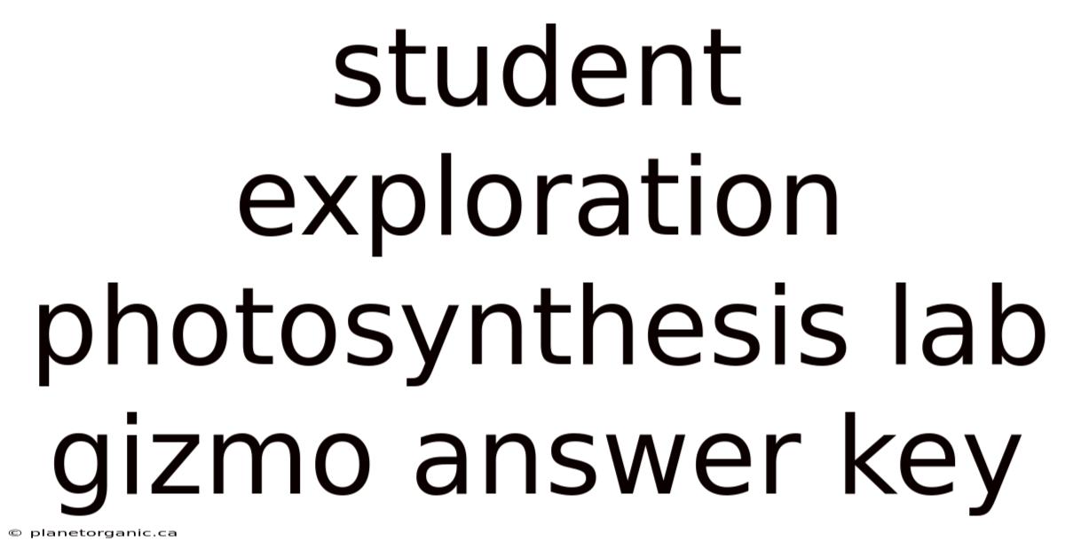 Student Exploration Photosynthesis Lab Gizmo Answer Key