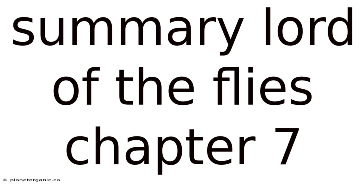 Summary Lord Of The Flies Chapter 7