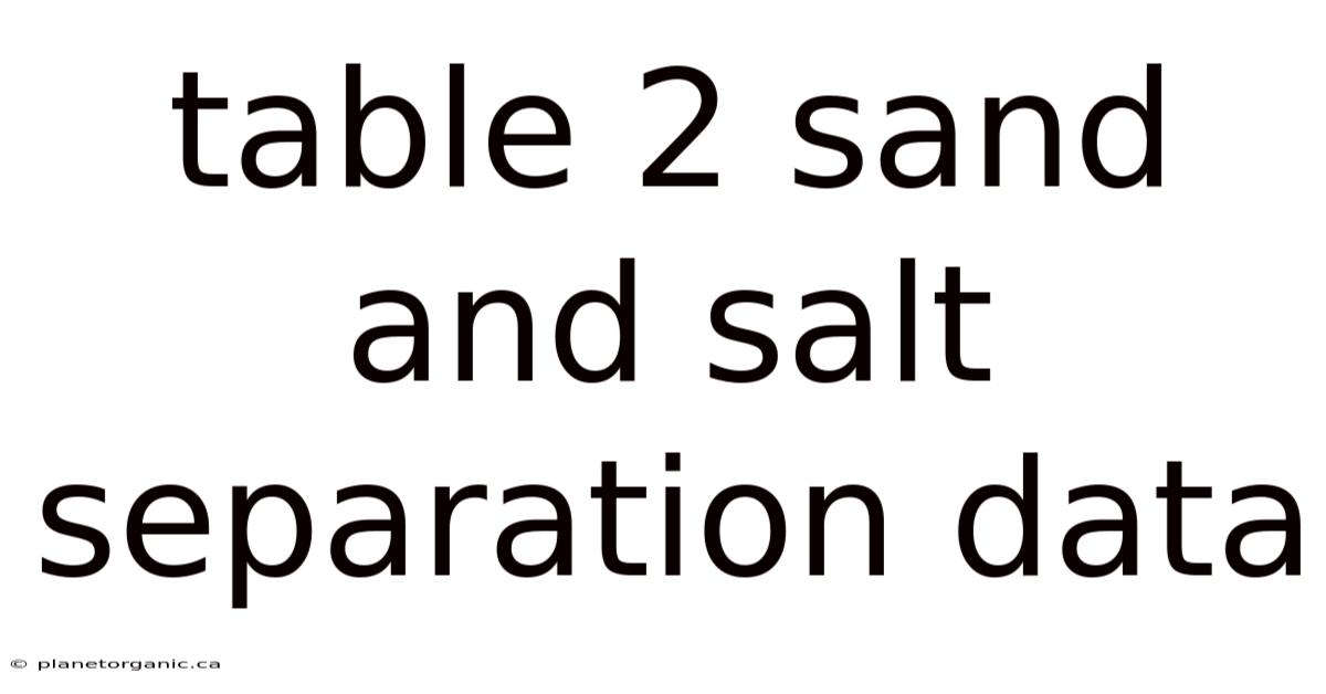 Table 2 Sand And Salt Separation Data