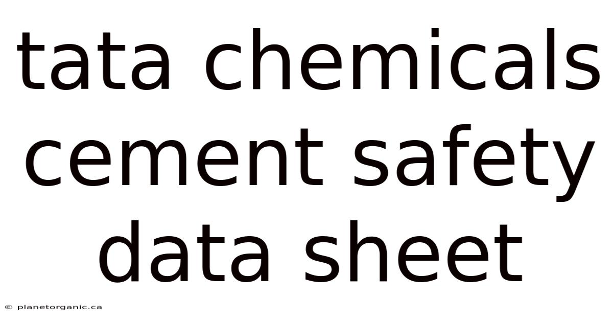 Tata Chemicals Cement Safety Data Sheet