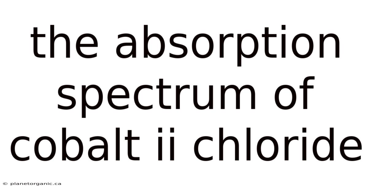 The Absorption Spectrum Of Cobalt Ii Chloride