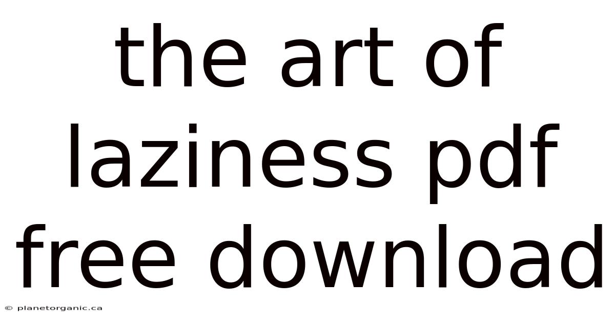 The Art Of Laziness Pdf Free Download