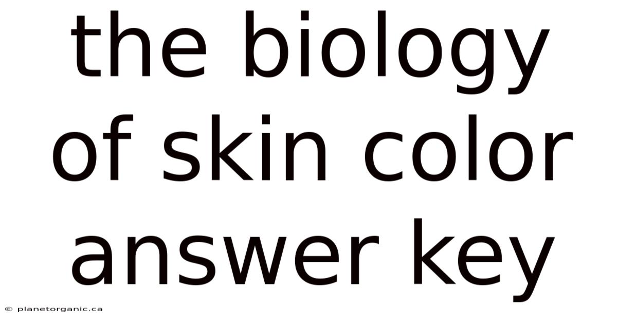 The Biology Of Skin Color Answer Key