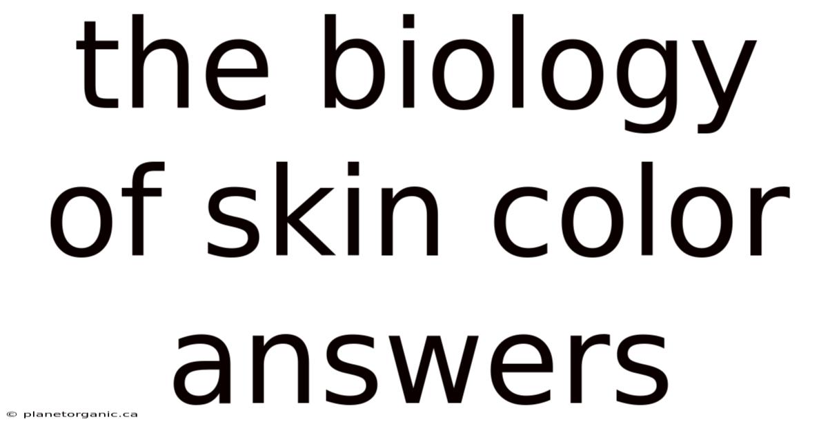The Biology Of Skin Color Answers