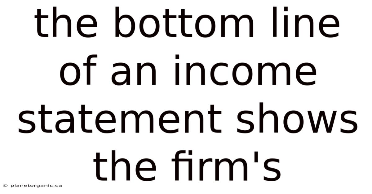 The Bottom Line Of An Income Statement Shows The Firm's