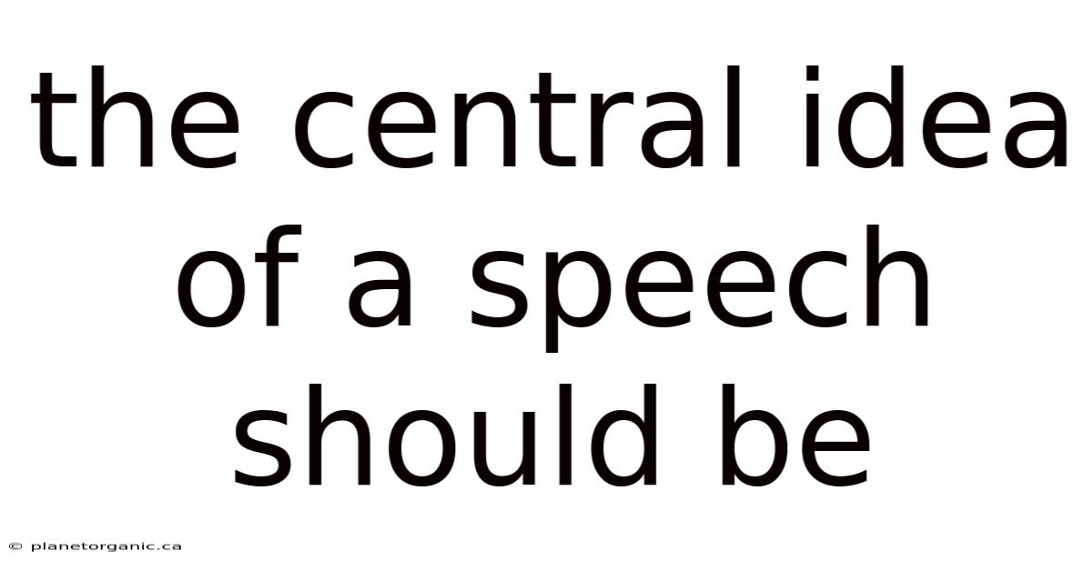 The Central Idea Of A Speech Should Be
