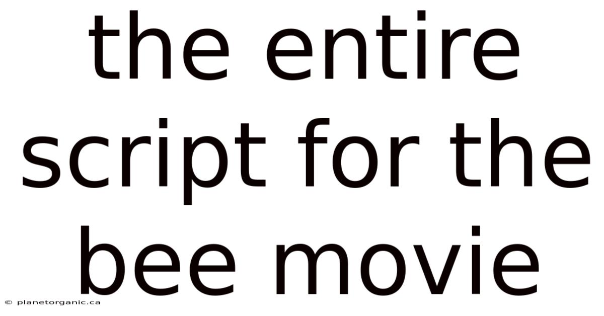 The Entire Script For The Bee Movie