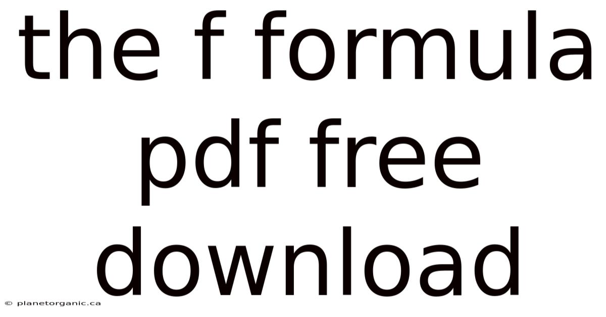 The F Formula Pdf Free Download