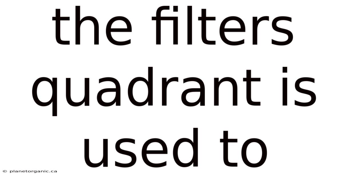 The Filters Quadrant Is Used To