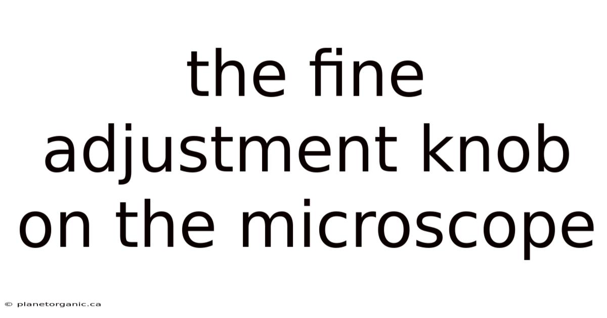 The Fine Adjustment Knob On The Microscope