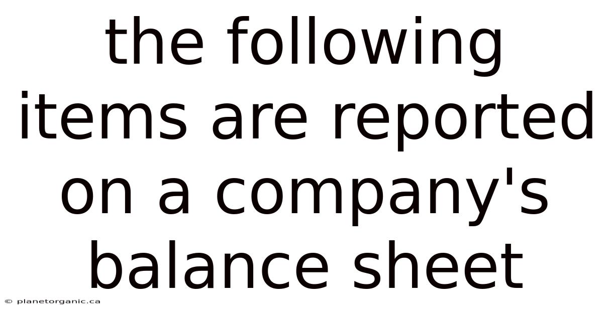 The Following Items Are Reported On A Company's Balance Sheet