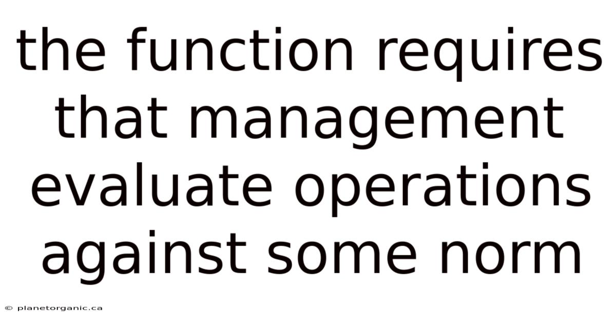 The Function Requires That Management Evaluate Operations Against Some Norm