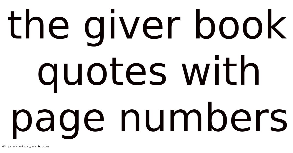 The Giver Book Quotes With Page Numbers
