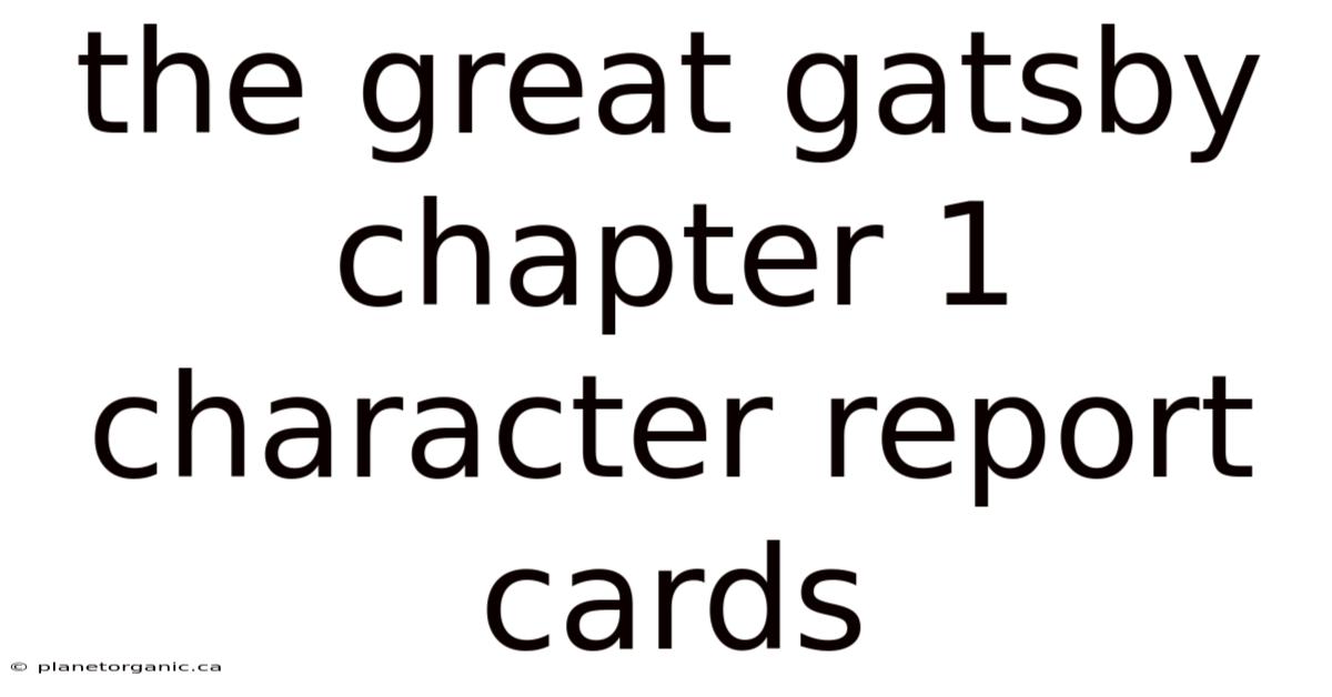 The Great Gatsby Chapter 1 Character Report Cards