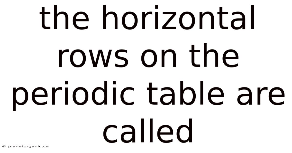 The Horizontal Rows On The Periodic Table Are Called