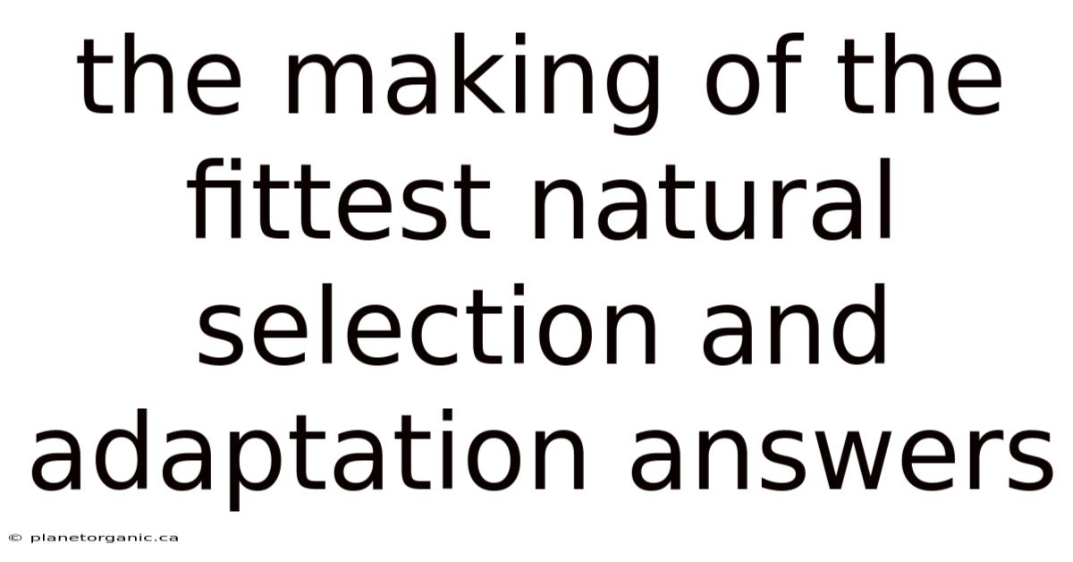 The Making Of The Fittest Natural Selection And Adaptation Answers