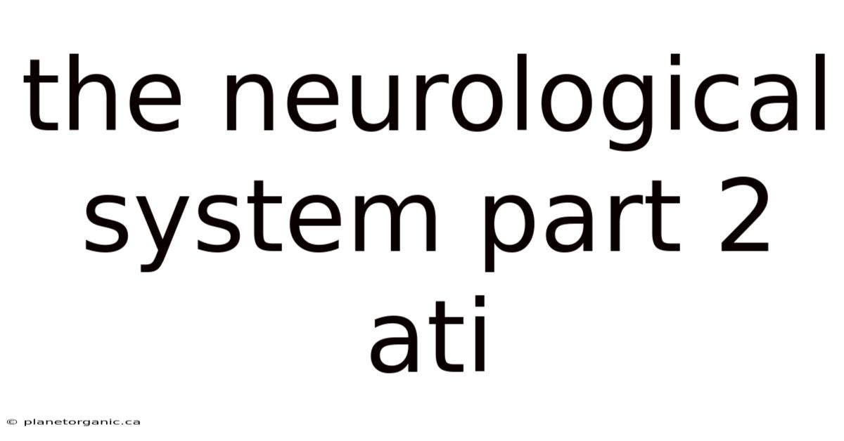 The Neurological System Part 2 Ati