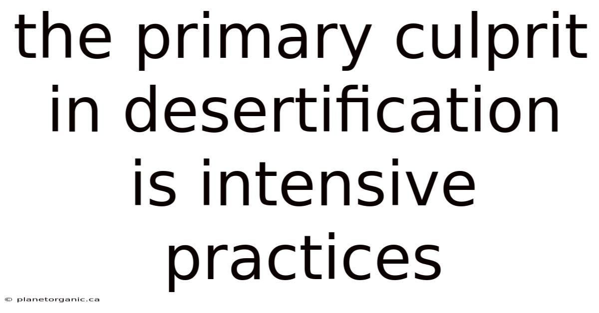 The Primary Culprit In Desertification Is Intensive Practices